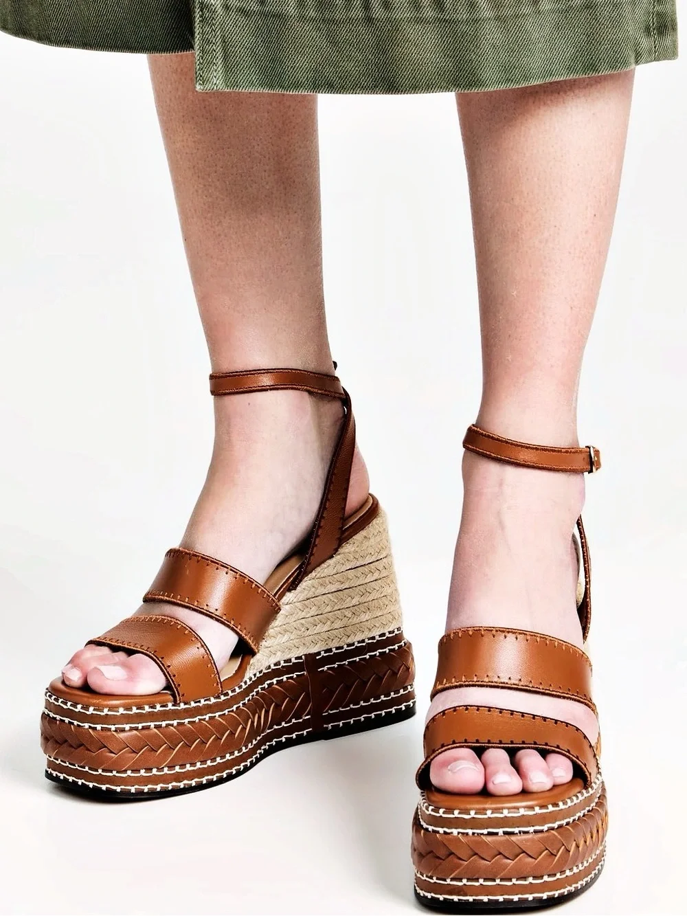 🆕{Castañer} Faure Leather & Jute Wedge Espadrilles